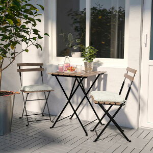 【IKEA/イケア】 TARNO テルノー 　折りたたみ ガーデン テーブル チェア セット 屋外用　外用 アカシア材/ブラック ※クッション別売り ガーデンチェア ガーデンテーブル コンパクト シンプル かわいい