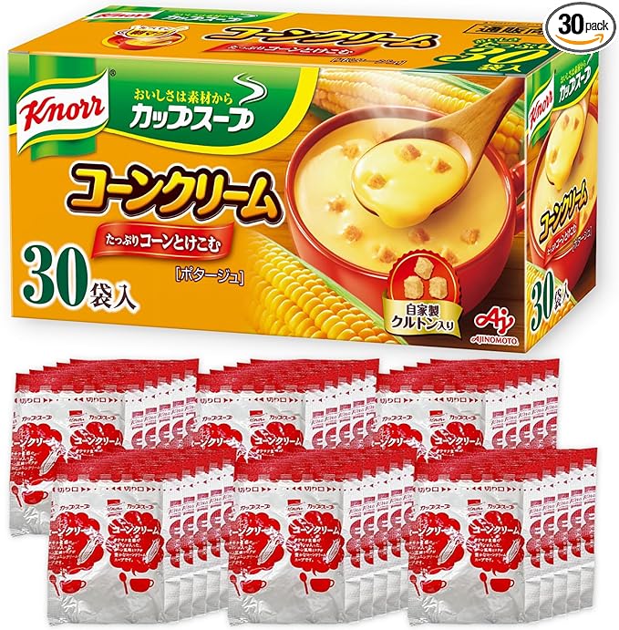 味の素 クノールカップスープ　コーンクリーム　30P 野菜スープ インスタントスープ 大容量 即席 非常食 備蓄 コーン スープ お湯を注ぐだけ 簡単調理 温かいスープ 温まる スープ 朝食 ランチ ディナー おやつ 間食 一人暮らし オフィスのサムネイル