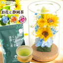 【翌日配達は15時〆】お花とお茶のセット プリザーブドフラワー ガラスドーム ナチュラルボトル と 静岡産 お茶 花 誕生日 プレゼント 祖母 女性 母親 70...