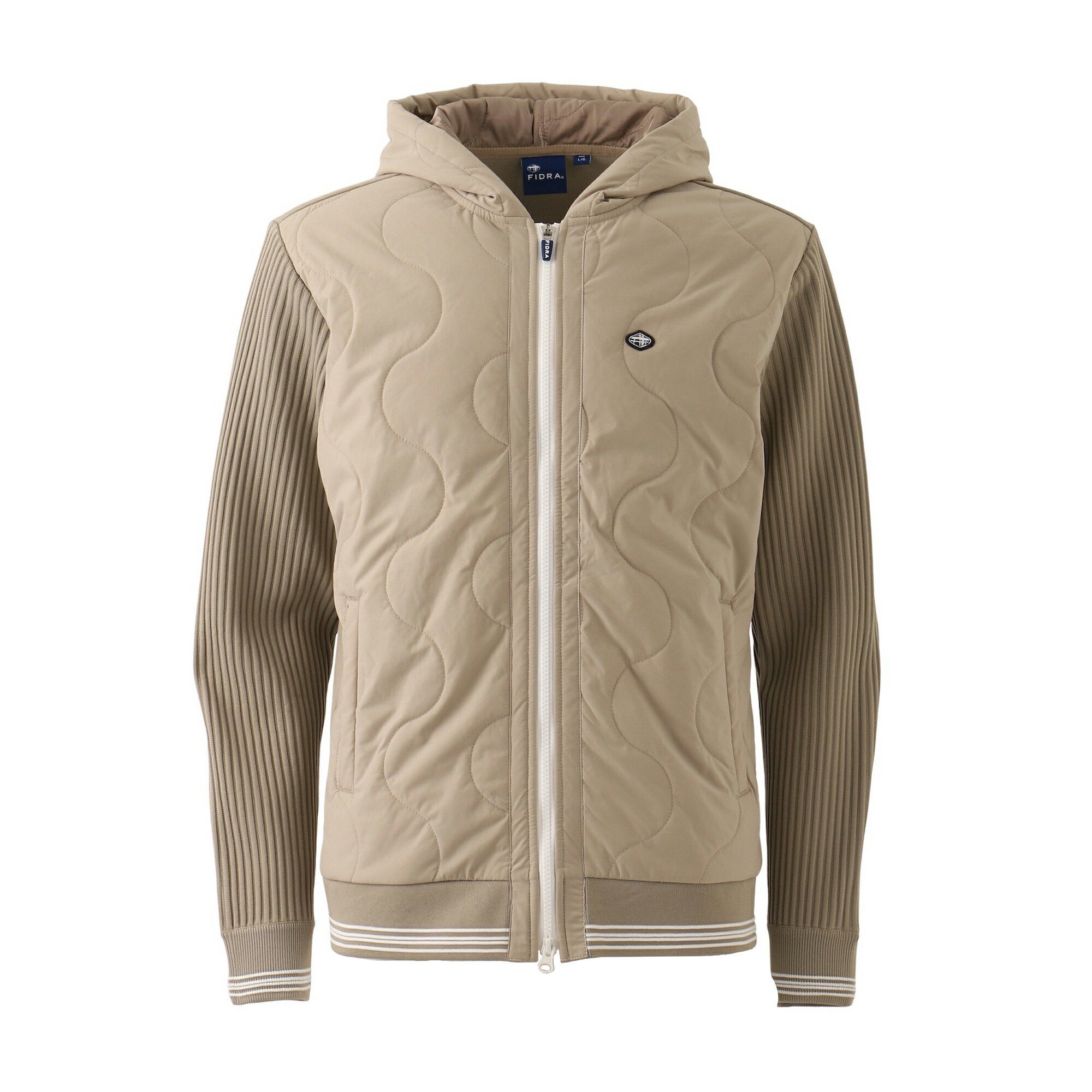 【送料無料】 FIDRA ゴルフウェア ニット軽量中綿JKT ハイブリッドブルゾン 伸縮性抜群 WAVEキルト吸温発熱中綿入り ストレッチ発熱 メンズ ベージュ FD5UTY11