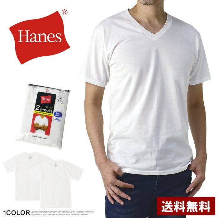 Hanes ヘインズ 2枚組 Vネック 白T Tシ