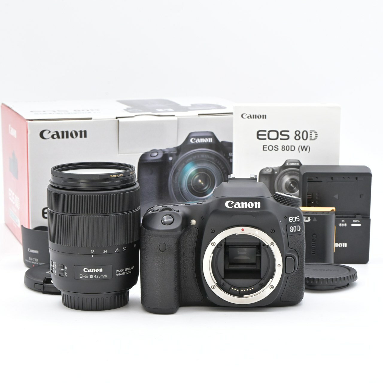 Rakuten - Canon キヤノン EOS 80D レンズキット EF-S18-135mm F3.5-5.6 IS USM デジタル一眼レフカメラ【中古】
