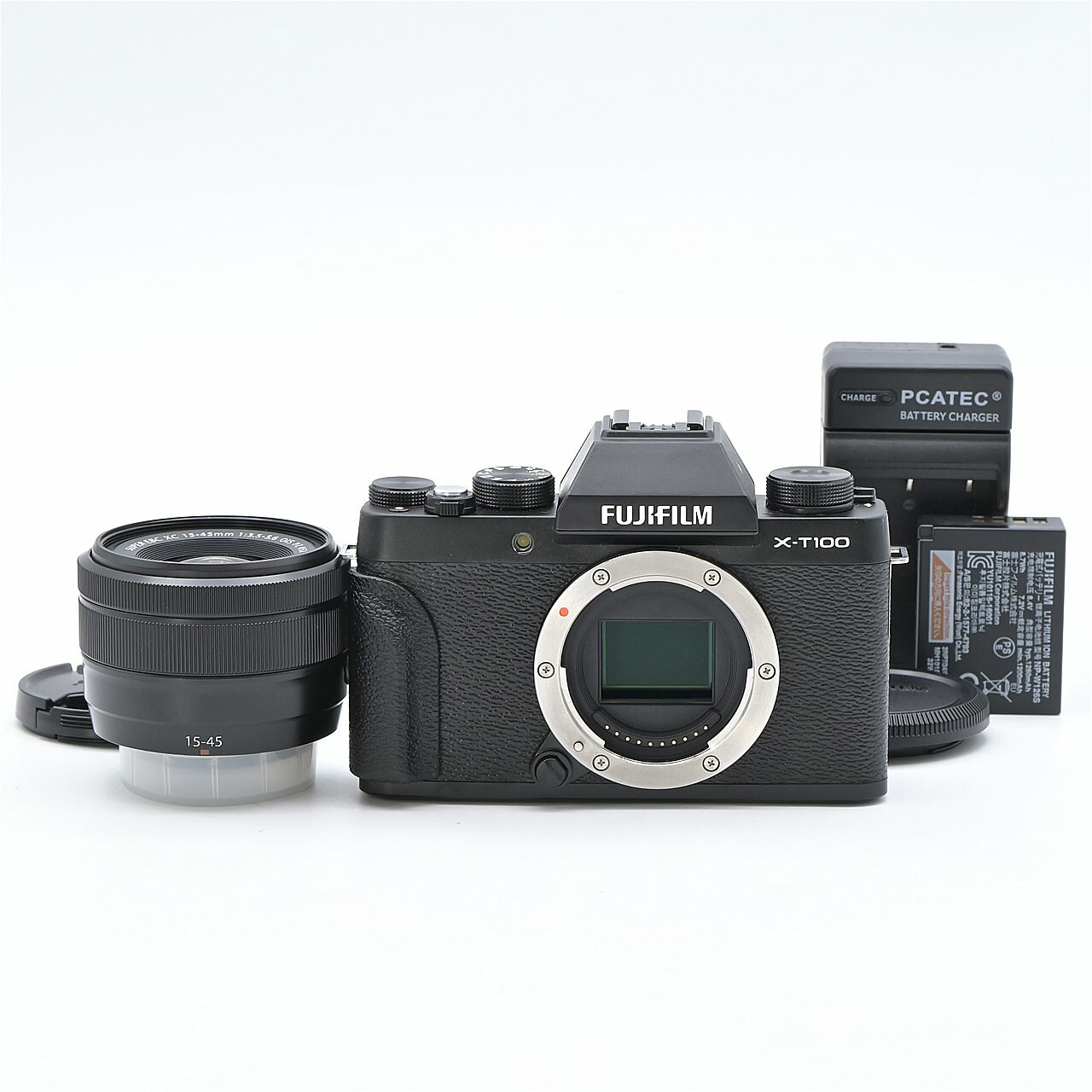 FUJIFILM フジフイルム X-T100レンズキット ブラック ミラーレス一眼レフカメラ【中古】