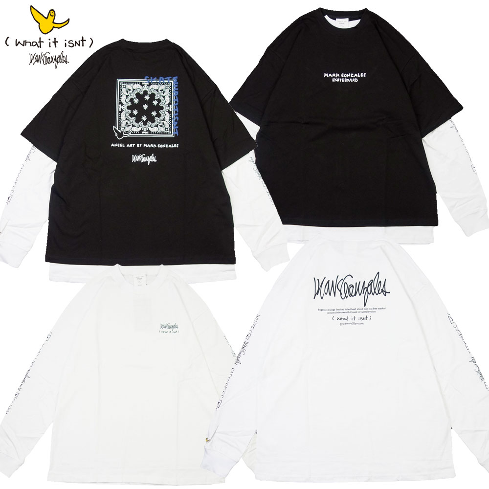 【(What it isNt）ART BY MARKGONZALES / (ワットイットイズント) アートバイ マークゴンザレス】Tシャツ レイヤード長袖 半袖 2枚組セット/L/S TEE 2H7-14319｜ストリート スケーター メンズ レディース ファッション