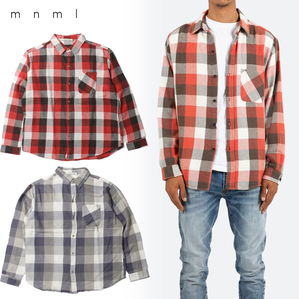 Rakuten - 【mnml/ミニマル】チェック ネルシャツ/Vintage Flannel Drop Shoulder Shirt 18ml-aw747f｜ヴィンテージ加工 フランネル ストリート メンズ ファッション