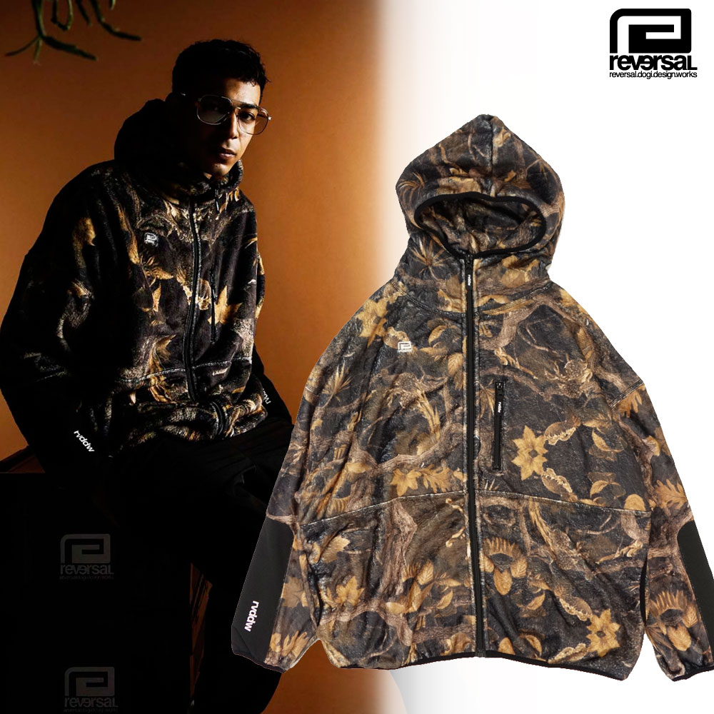 ボア フリースジャケット ビッグシルエット/BOTANICAL CAMO BOA FLEECE BIG SILHOUETTE SWEAT PARKA rv21aw207b｜ボタニカルカモ ジップパーカー フード アウター ストリート メンズファッション