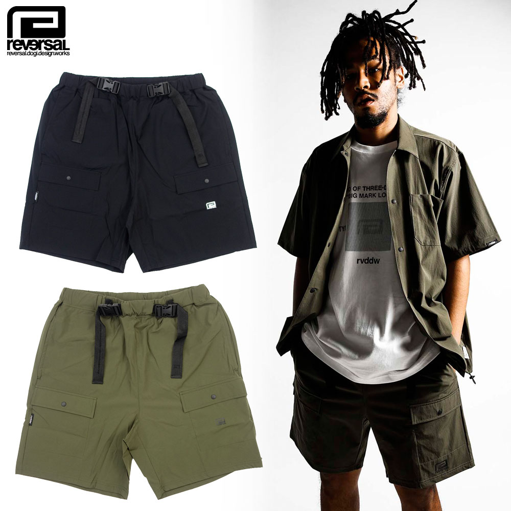 【reversal/リバーサル】ハーフパンツ カーゴショーツ ドライ/BLACK BELT 4WAY DRY CARGO SHORTS rv22s..