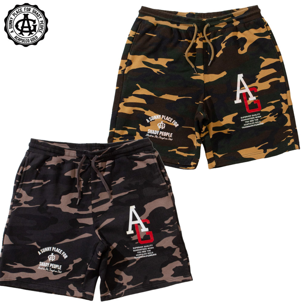 【Acapulco Gold/アカプルコゴールド】スウェット ハーフパンツ/WASHED CAMO SHORTS｜カモ 迷彩 ストリ..