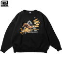 クルーネック スウェット トレーナー ビッグシルエット/HORSE OVER SIZE CREW NECK rv23aw208｜オーバーサイズ クルースウェット 馬 ストリート スケーター 格闘技 メンズ レディース ファッション