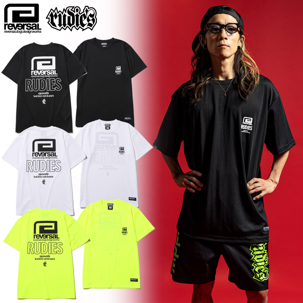 【reversal/リバーサル】コラボ Tシャツ 半袖 ドライ メッシュ/RUDIE’S x rvddw 2025 DRY TEE rvrud009｜Rudies ジム フィットネス トレーニング ストリート系 スケーター メンズ ファッション スポーティ 格闘技