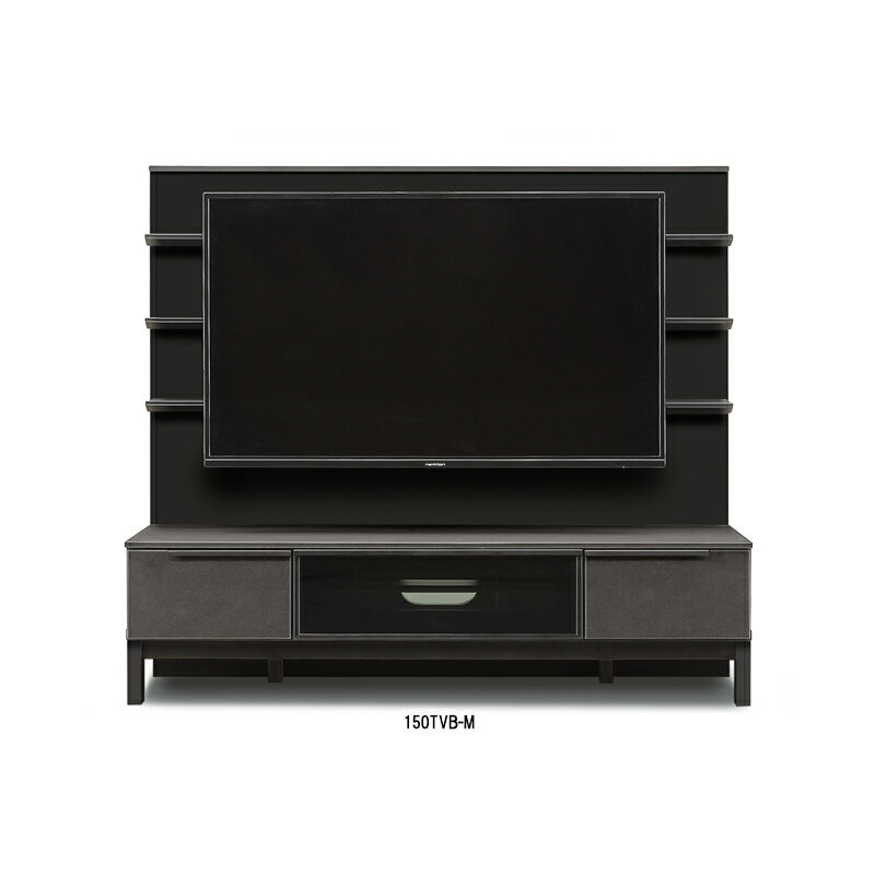 【10%OFFクーポン!24(水)1:59迄】 テレビ台 ハイタイプ 幅 150 引き出し 収納 おしゃれ モダン ミドルタイプ 壁面収納 飾り棚 TV台 リビング収納 木製 高級感 セラミック シンプル 黒 ブラック BK テレビラック フルオープンレール 新生活 サンキ 送料無料 [2]