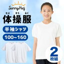 【あす楽】 体操服 体操着 半袖 2枚組 男の子 女の子 体育着 運動服 2枚 セット 100～160 半そで 丸首 綿高混スムース 吸汗速乾 スクール キッズ 男女兼用 学校指定 幼稚園 小学生 中学生 運動会 子供 白