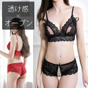 ブラ ショーツ 上下セット オープン セクシー ランジェリー 勝負下着 過激 ルームウェア ビキニ ハロウィン コスプレ sexy 穴あき 股割れ レース ノンワイヤー