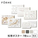 知育ポスター　7枚セット（数字／あいうえお／カタカナ／日本地図／世界地図／ABC／掛け算）　FORNE　フォルネ　【送料無料　ポイント5倍】【8／9】【ASU】