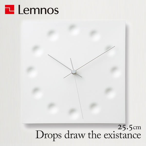 壁掛け時計 タカタレムノス Lemnos Drops draw the existance ドロップ ドロー ザ エグジスタンス KC03-23 音がしない 静か 四角 おしゃれ お洒落 かわいい 北欧 シンプル ナチュラル デザイン時計【海外×】【送料無料】【ポイント15倍】【6/2】