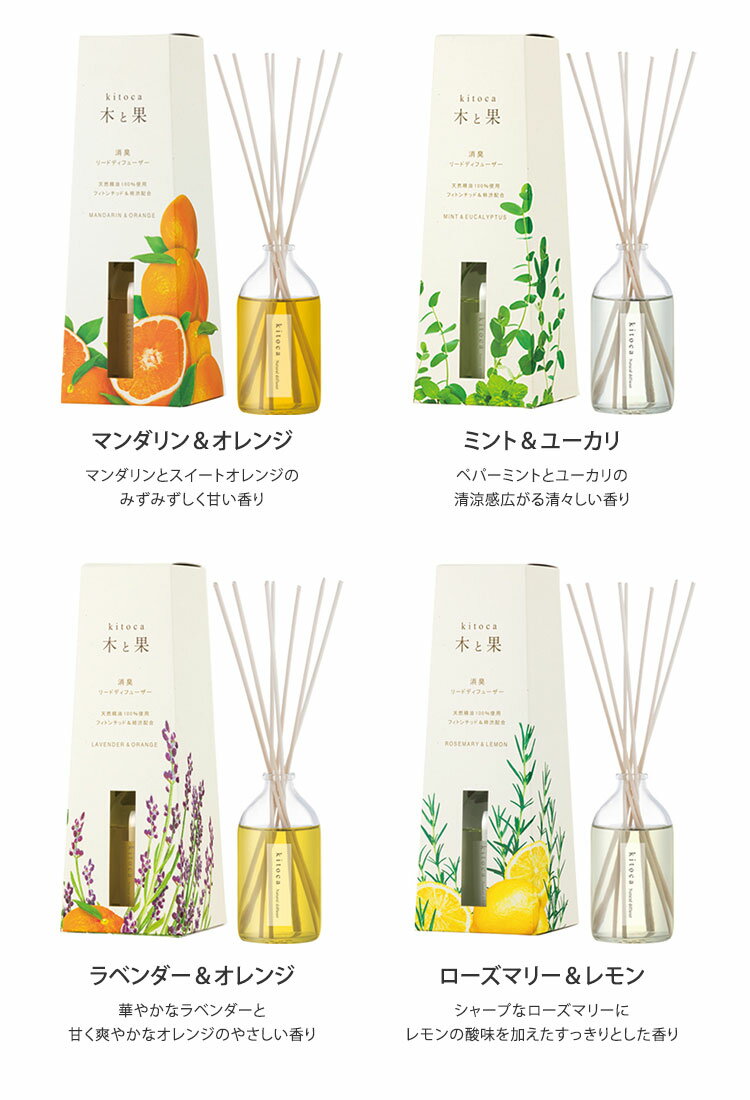 選べる2個セット 木と果 リードディフューザー 90ml KITOCA 芳香剤 ニシカワ【送料無料】【海外×】 3