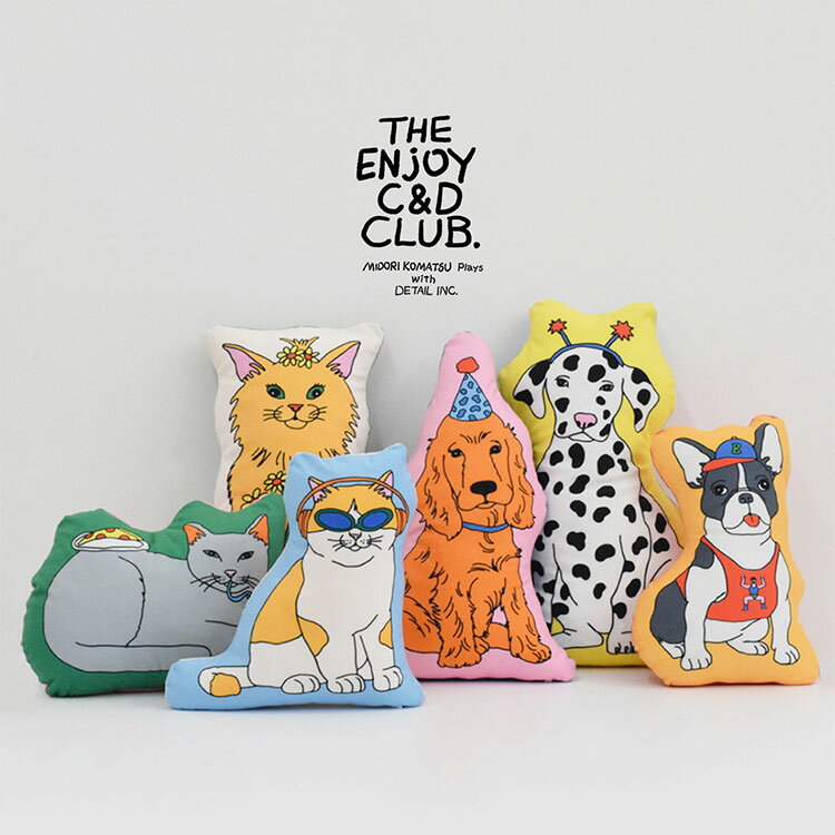 The Enjoy C&D Club Cushion エンジョイ C&D クラブ クッション Cat/Green Cat/Blue Dog/Orange ダイカットクッション クッション モチーフ 犬 猫 イラスト カラフル MIDORI KOMATSU Plays with DETAIL INC.【ポイント10倍】【p1212】 [2]