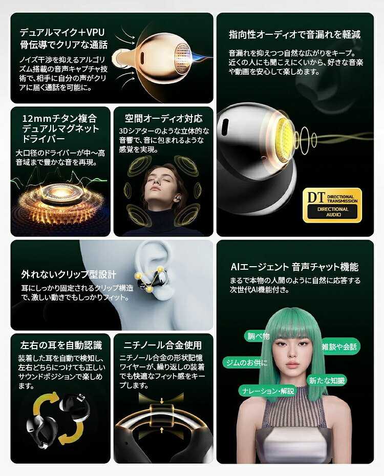 【レビュー特典付】イヤーカフ型 イヤホン BUTTONS CLIP｜2026 クリップ型イヤホン イヤリング ワイヤレスイヤホン 耳を塞がない オープンイヤー Bluetooth5.4 ブルートゥース 高音質 完全ワイヤレス 防水 ピアス おしゃれ ガジェット【着後G】【送料無料】【海外×】 flaner-10025346 インテリア雑貨 フラネ flaner サンプル画像3