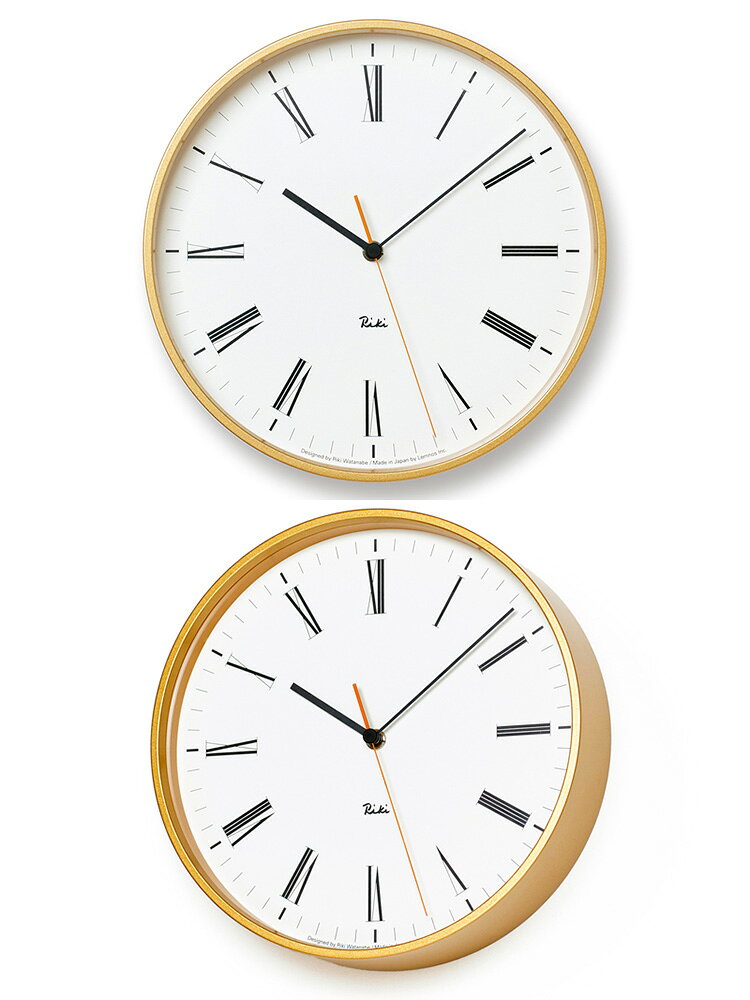 《電池付属》壁掛け時計 タカタレムノス Lemnos RIKI ROMAN CLOCK リキ ローマン クロック WR17-12 直径251mm 音がしない 静か おしゃれ お洒落 かわいい 北欧 シンプル ナチュラル デザイン時計【送料無料】【ポイント12倍】【海外×】【p0703】 [2]