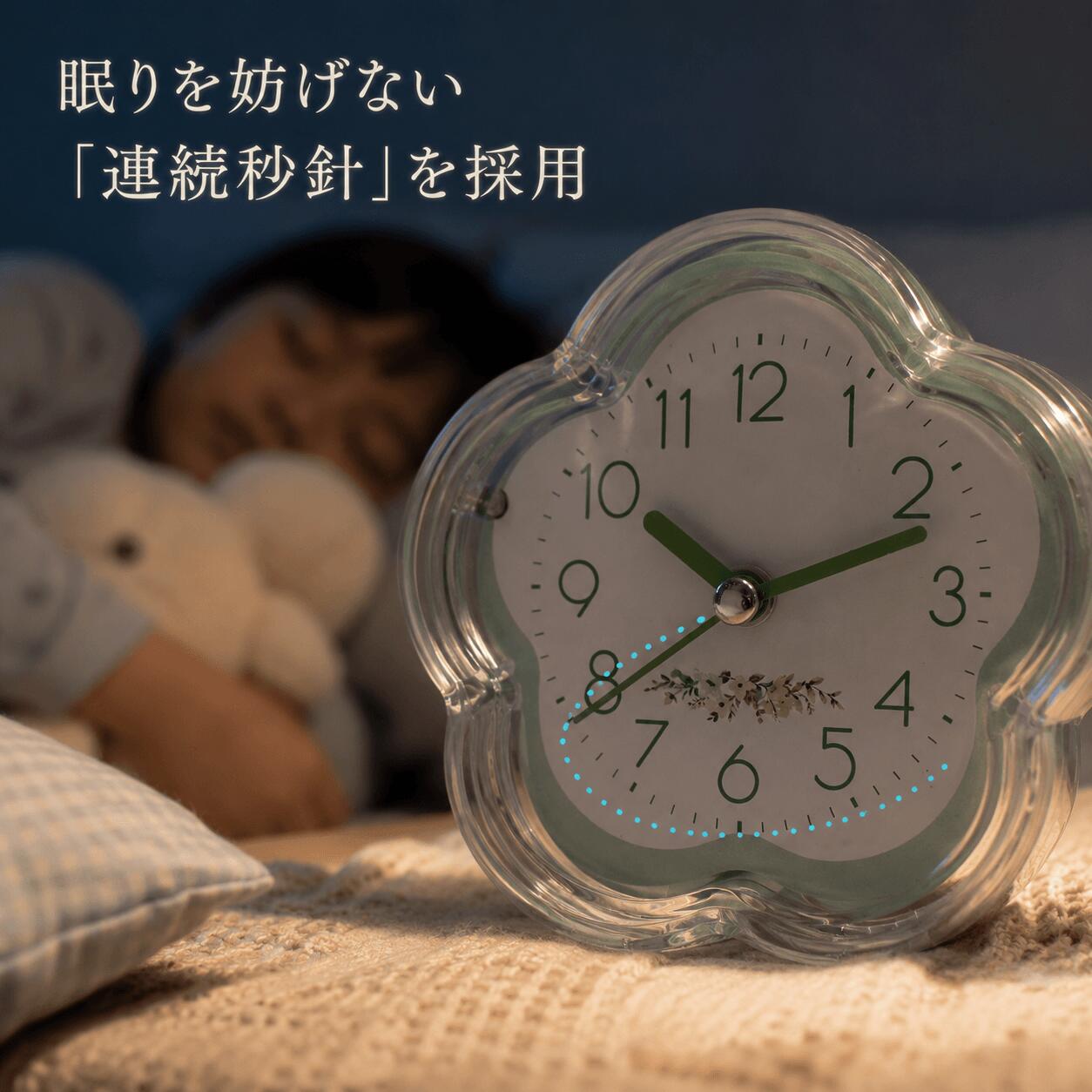 目覚まし時計 子供用 静音 連続秒針 置き時計 おしゃれ かわいい 透明 スケルトン ...