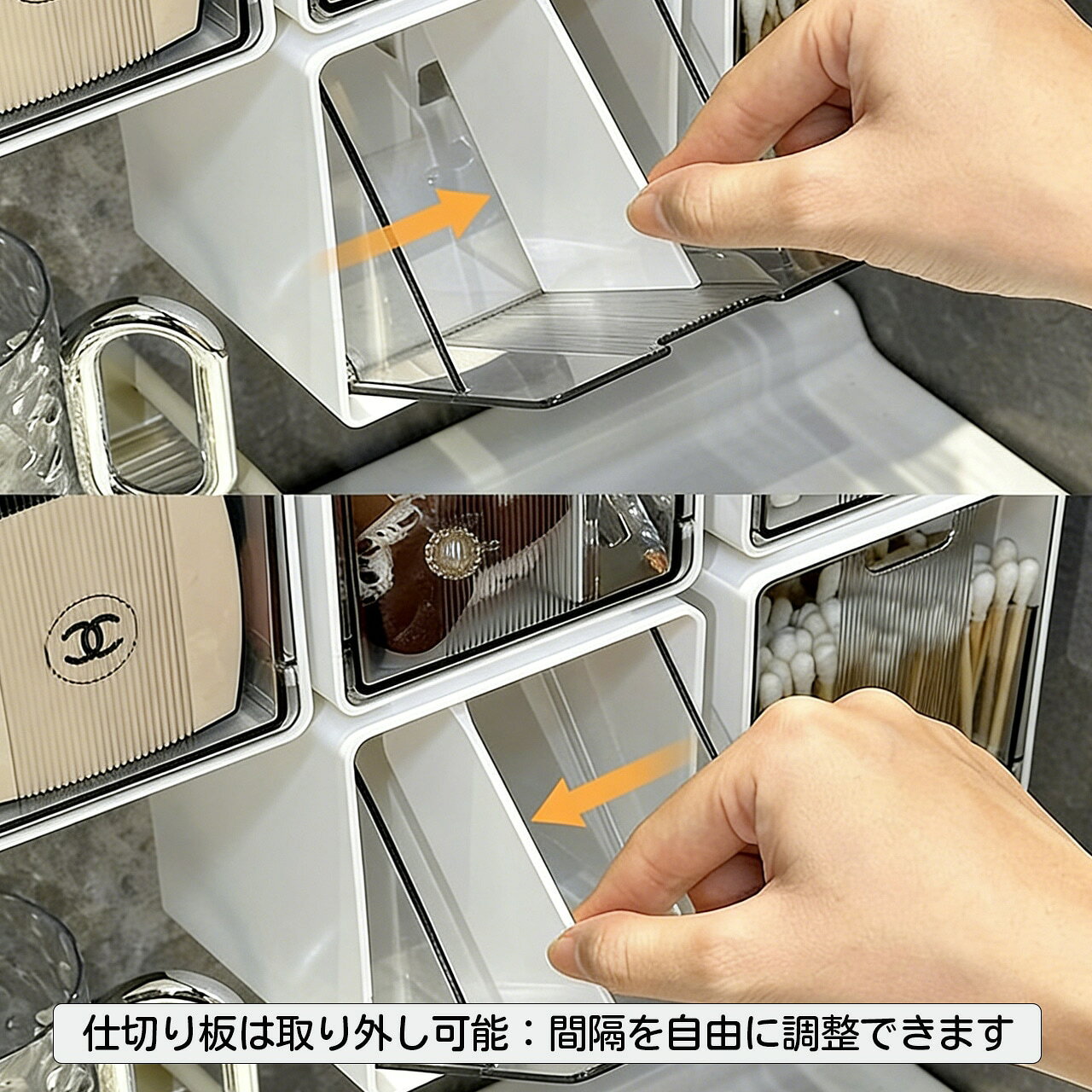 【3個入り】鏡櫃収納ボックス フック式/吊り下げ式 ホワイト/クリームイエロー 工具不要 穴あけ不要 バスルーム 積み重ね可能 洗面所 収納ケース [3]
