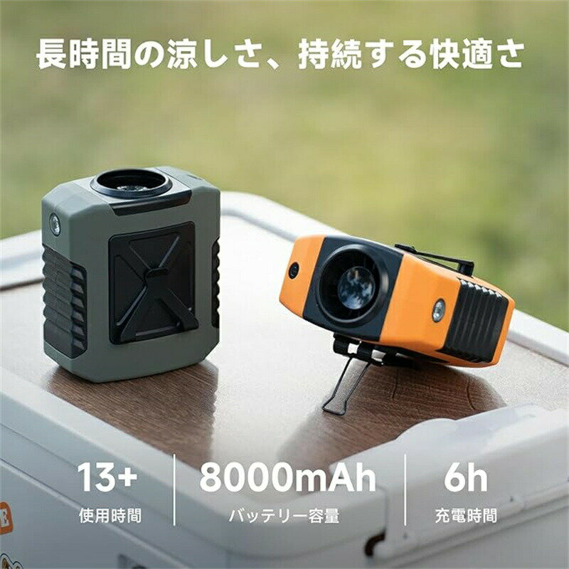 腰掛け扇風機 ベルトファン 強力 8000mAh大容量 14015RPM 4段階調整可能 SOSライト...