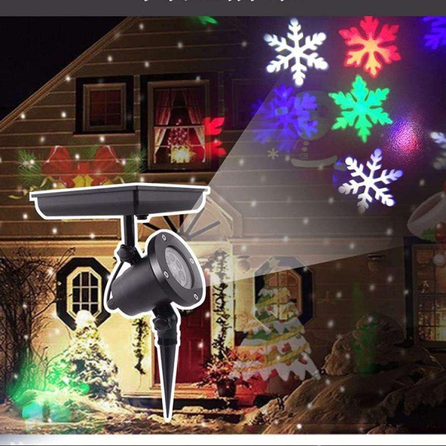 Rakuten - LEDイルミネーション クリスマスイルミネーション 屋外 クリスマスプロジェクターライト ソーラー式 クリスマス飾り 雪 雰囲気作り クリスマスライト イルミネーションライト ソーラーライト 壁 庭 芝生 新年祝い