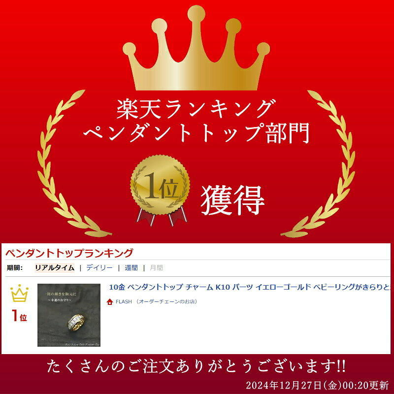 【15%OFFクーポン+お買い物マラソン9:59まで】10金 ペンダントトップ チャーム K10 パーツ イエローゴールド ベビーリングデザイン TE-2 ペンダントトップのみ ペンダントヘッド ペンダントヘッド 小さい ペンダントヘッド ゴールド flash-th-10003017 FLASH (オーダーチェーンのお店) サンプル画像2