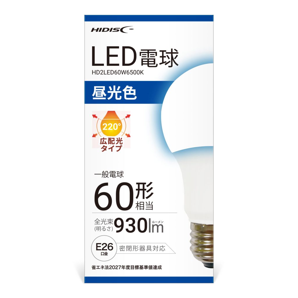 樂天商城 - HIDISC LED電球（一般電球60形相当） 昼光色 HD2LED60W6500K