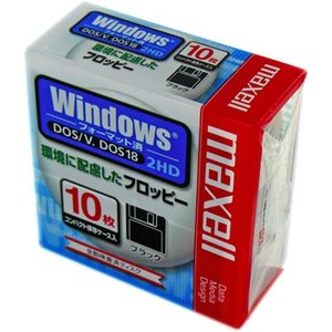 Maxell3.5型 2HDフロッピーディスク Windowsフォーマット用 10枚 ブラック コンパクト保存ケース MFHD18.D10P