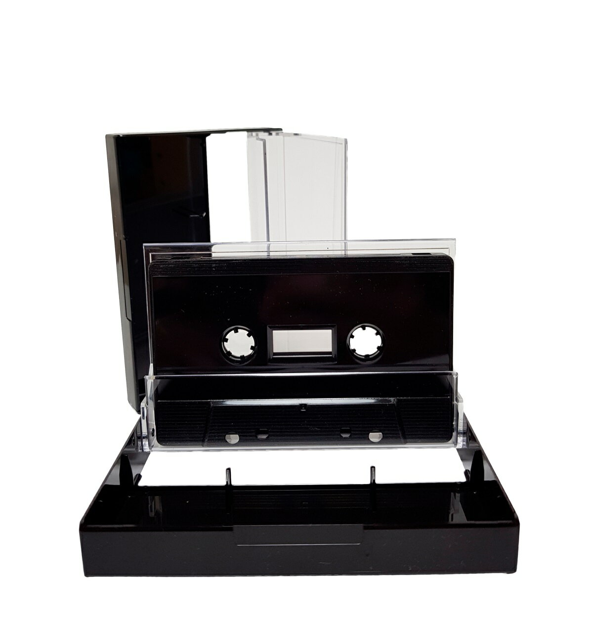 カセット用プラケース【イタリア製】10本セット　色：ブラック/クリア