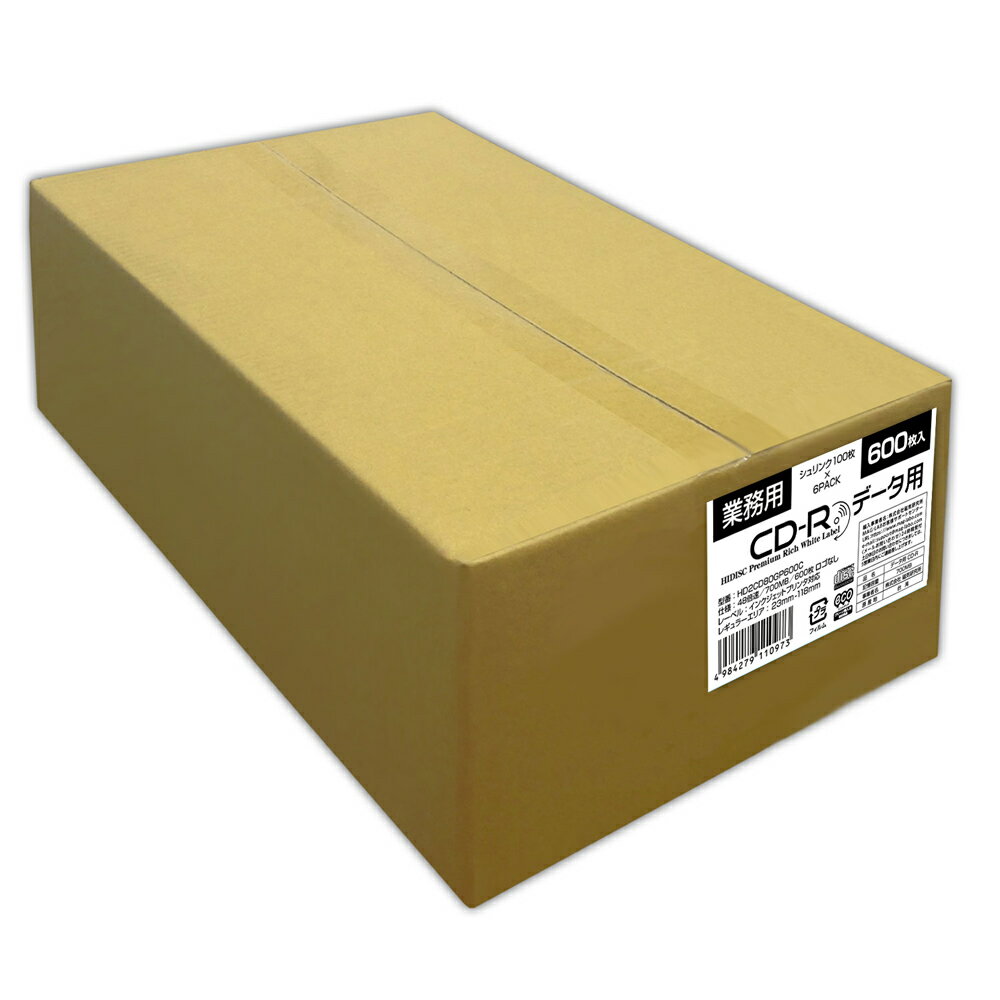 【商品詳細】 ■CD-R80分 48倍速 データ用 ■Rich White Label ■プリント範囲：23〜118mm ■ホワイトインクジェットプリンタブル このCMC製 CD-R データ用 48倍速 HD2CD80GP600C（600枚セット）は、安定した品質と美しい印刷面が魅力のプロ仕様メディアです。 まず注目すべきは、業務用に最適化されたプリント面。他製品に比べ透明部分が少なく、印刷範囲が広いので、デザインを美しく表現できます。さらに、白色の発色が強く、インク乗りが良いため、タイトルやロゴ印刷もくっきり鮮やかに仕上がります。 もちろん、CMC社製ならではの高品質なメディア性能で、データ書き込みの安定性も抜群。大量データを扱うデュプリケーション業者やメディア製造業者におすすめです。 高品質な仕上がりと安定した書き込み性能を兼ね備えたこのCD-Rは、業務効率をさらに向上させ、付加価値の高いメディア作成に最適です。