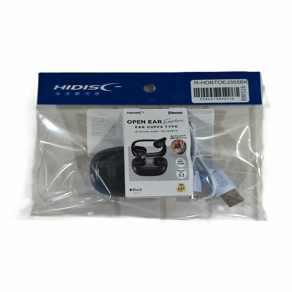 樂天商城 - 【リファービッシュ】HIDISC イヤーカフタイプ完全ワイヤレスイヤホン ブラック R-HD-BTOEJ355BK