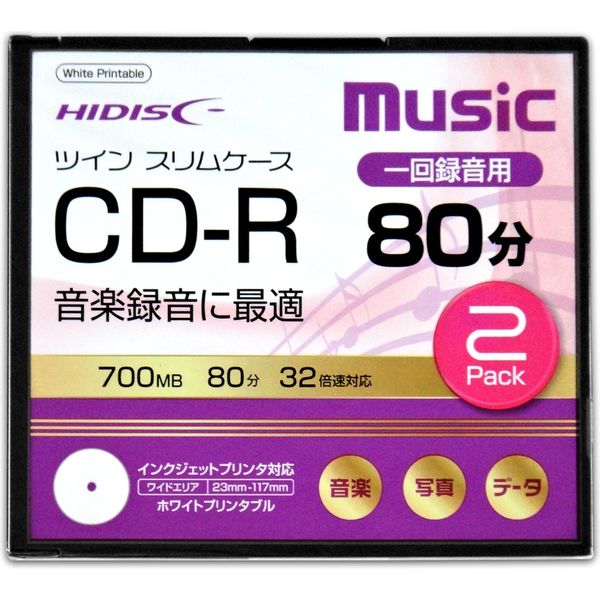 HIDISC CD-R 音楽用 32倍速 スリムケー