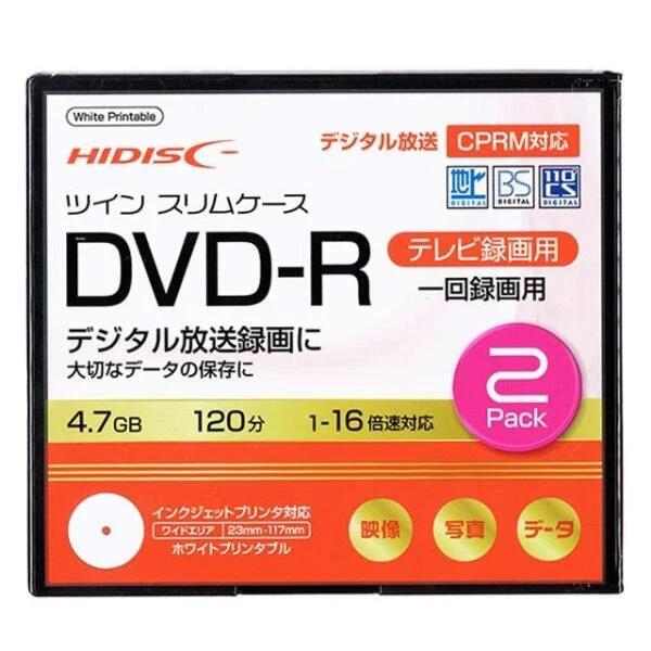 HIDISC 録画用DVD-R HDDR12JCP2TC 地デジ録画に最適!CPRM対応 16倍速対応 スリムケース 2枚 ワイド印刷対応 HDDR12JCP2...