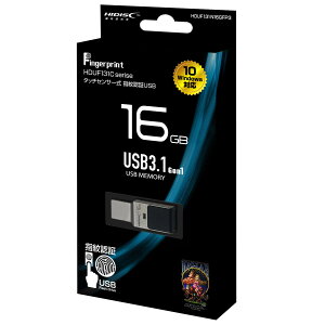 HIDISC USB 3.1, Gen1 タッチセンター式指紋認証, 暗号化機能付きUSBフラッシュドライブ 16GB HDUF131N16GFP3