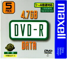 こちらはアウトレット商品となっております。 経年劣化のため、一部パッケージに破れがあったり、ケースが割れている場合がございますが、商品には問題ございませんので安心してお使いいただけます。 返品交換不可となっておりますので、あらかじめご了承ください。 【製品仕様】 ■型番：MAXELL DR47B.1P5S ■用　途： データ用 ■書込速度： 1-4倍速対応 ■記録容量： 4.7GB ■枚　数： 5枚 ■盤　面： メーカーレーベル ■ケース： スリムケース