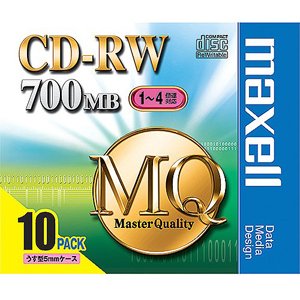 マクセル maxell CD-RW MQシリーズ データ用 700MB 4倍速対応 10枚 slimケース入り くり返し記録用 CDRW80MQ.S1P10S