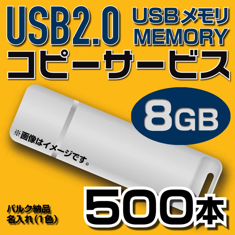 USB8GB　コピーサービス　バルク納品　名入れ(一色)　500本