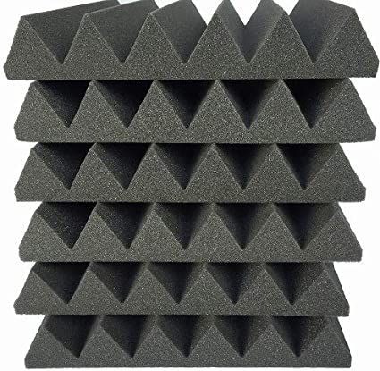 HIDISC Youwei 粘着テープ付高密度音響ウェッジ吸音パネル 60x60x5cm チャコールグレー 6枚入り FA-CH6..
