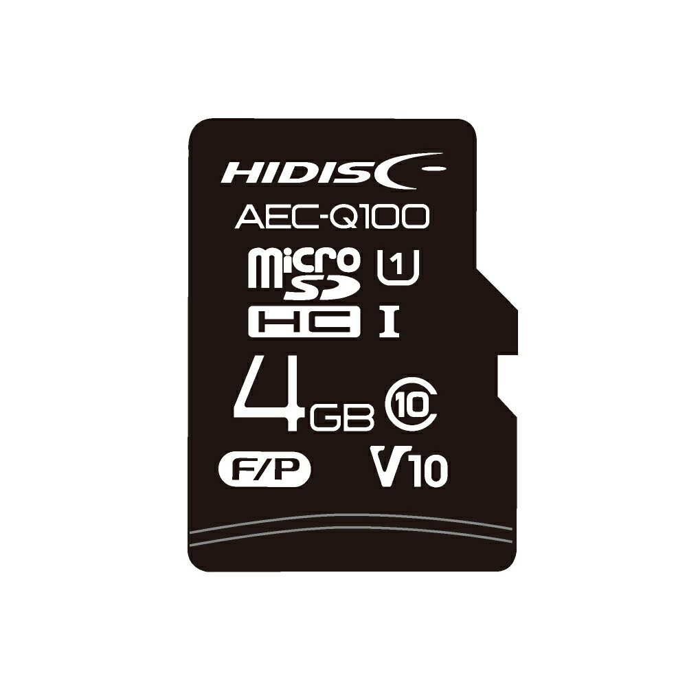 【商品詳細】 ■型番　HDAMMSD004GML ■JANコード　4984279810811 ■規格　microSDHC ■容量　4GB ■スピードクラス　V10, U1 ■ファイルシステム　FAT32 ■サイズ　15mm×11mm×1mm ■メーカー保証　1年間 ■備考 ・車載用メモリカード全容量: 128MB 〜 512GB ・標準 DVR(ディーラーオプション(DOP))、GPS/マップシステム ・高度な集中型ゲートウェイデータ処理 ・Field Firmware Update(FFU)機能で遠隔からFWアップデート可能 ・AEC-Q100 / IATF16949認証済み ・自動車部品寿命：5年以上 車載用途に特化したHIDISC microSDカードは、信頼性と耐久性を求めるユーザーに最適な選択です。 AEC-Q100およびIATF16949の認証を受け、自動車部品としての寿命5年以上規格を満たす、このメモリーカードは、厳しい環境下での使用にも耐えうる品質を備えています。MLCチップを搭載し、通常のTLCタイプに比べて8倍の書換耐性を誇るため、データの安全性が非常に高く、長期間にわたって安心してご使用いただけます。 4GBの容量は、車載カメラやナビゲーションシステムなど、必要十分なデータ保存スペースを提供します。また、microSDHC規格に対応しているため、幅広いデバイスとの互換性を持ち、柔軟な利用が可能です。車内での信頼性の高いデータ記録を求める方に、このHIDISC microSDカードは理想的なソリューションを提供します。