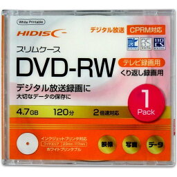 HIDISC DVD-RW HDDRW12NCP1SCくり返し録画用 120分 2倍速対応 スリムケース 1枚