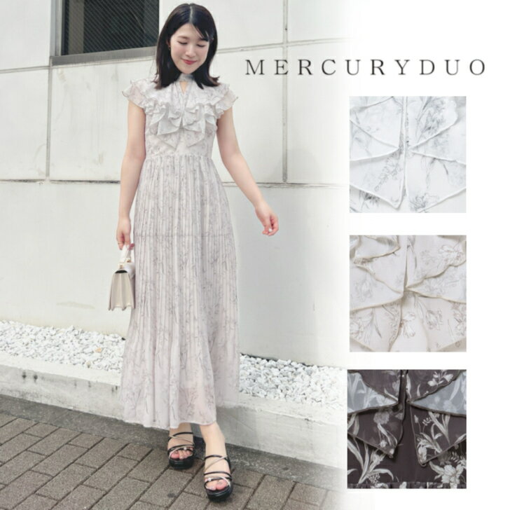 マーキュリーデュオ ワンピース 【MERCURYDUO】 マーキュリーデュオ 花柄プリーツティアードワンピース 002430300101