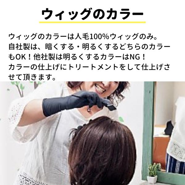 【宅配サービス】自社製人毛フルウイッグのカラーリング/明るくするカラー ライトブラウン 人毛100％