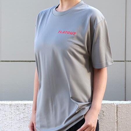 FLATOUT Racing Div. 4.1オンス ドライアスレチック Tシャツ(グレー×レッドプリント) 男女兼用 フラットアウト