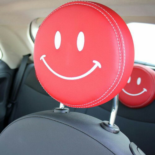 FIAT（フィアット）500 後期スマイルヘッドレストカバーセット【フロント用】(レッド)