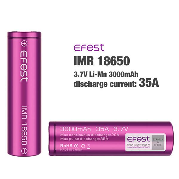 楽天VAPE専門店フレーバーキッチンefest イーフェスト vape バッテリー IMR 18650 3000mAh 最大放電電流 35A メール便無料 vape 電子タバコ バッテリー 18650 リチウムイオン