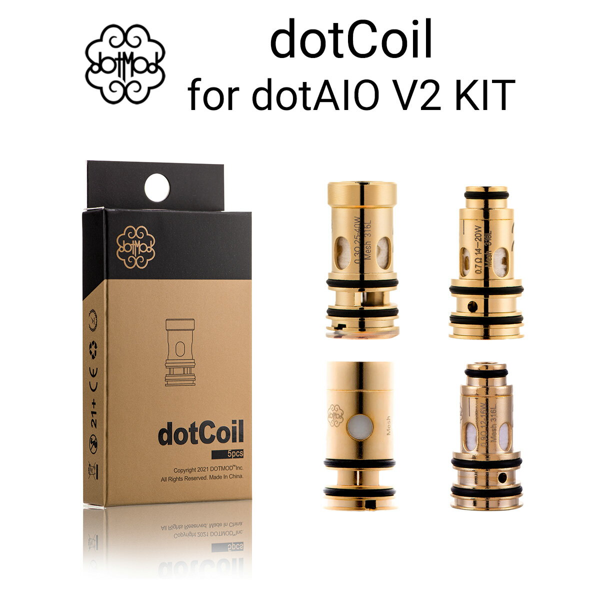 dotmod dotCoil for dotAIO V2 KIT 5個入り ドットモッド ドットコイル ドットエーアイオー V2 コイル 電子タバコ va…