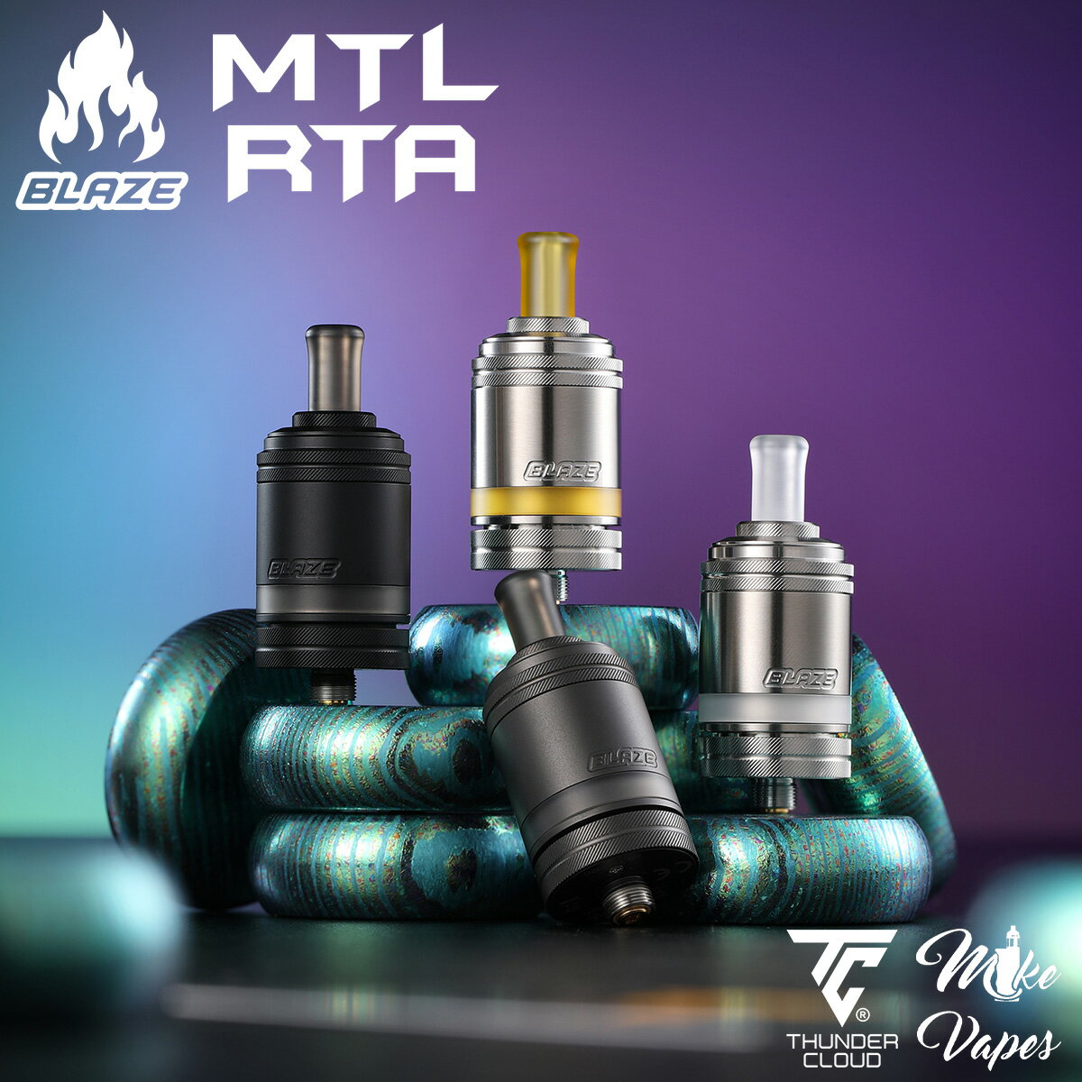 電子タバコ vape RTA Thunder Cloud Blaze MTL RTA サンダークラウド ブレイズ アトマイザー RBA RTA 直径22mm シングル ビルド リビルド 味重視 ブレイズRTA Mikevapes THC 510規格 アトマイザー