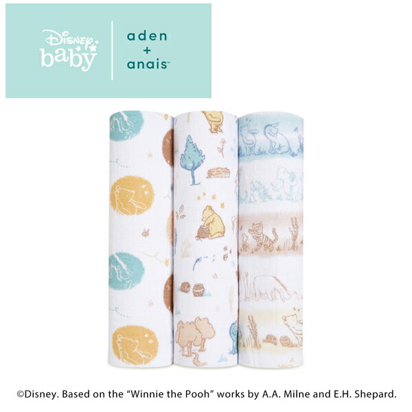 エイデンアンドアネイ aden+anais ディズニーコレクション [winnie in the woods] 3枚セット おくるみ swaddle スワドル アフガン 出産祝い [日本正規品] ミッキー ミニー